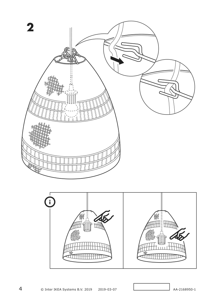 Assembly instructions for IKEA Torared pendant lamp shade sedge handmade | Page 4 - IKEA TORARED pendant lamp shade 204.303.82