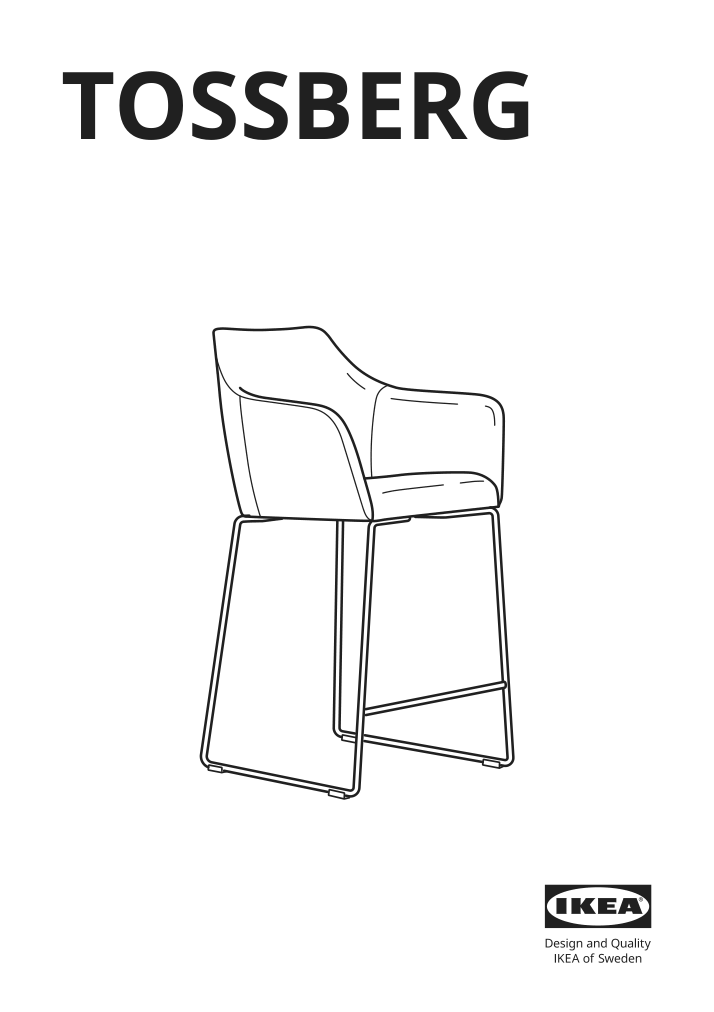 Assembly instructions for IKEA Tossberg bar stool with backrest metal black gunnared dark gray | Page 1 - IKEA TOSSBERG bar stool with backrest 005.682.38