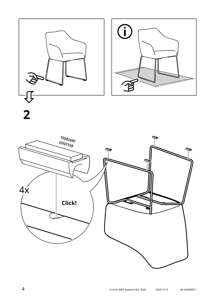 Assembly instructions for IKEA Tossberg chair metal black gray | Page 4 - IKEA LISABO / TOSSBERG table and 4 chairs 792.881.26