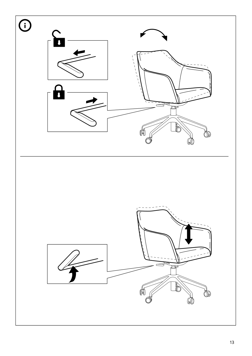 Assembly instructions for IKEA Tossberg seat shell gunnared beige | Page 13 - IKEA TOSSBERG / MALSKÄR swivel chair 095.082.21