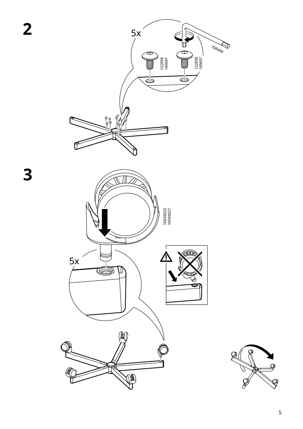 Assembly instructions for IKEA Tossberg seat shell gunnared beige | Page 5 - IKEA TOSSBERG / MALSKÄR swivel chair 095.082.21