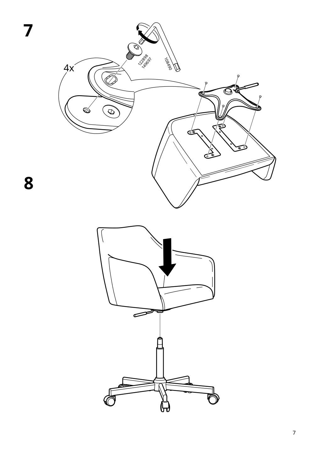 Assembly instructions for IKEA Tossberg seat shell gunnared beige | Page 7 - IKEA TOSSBERG / MALSKÄR swivel chair 095.082.21