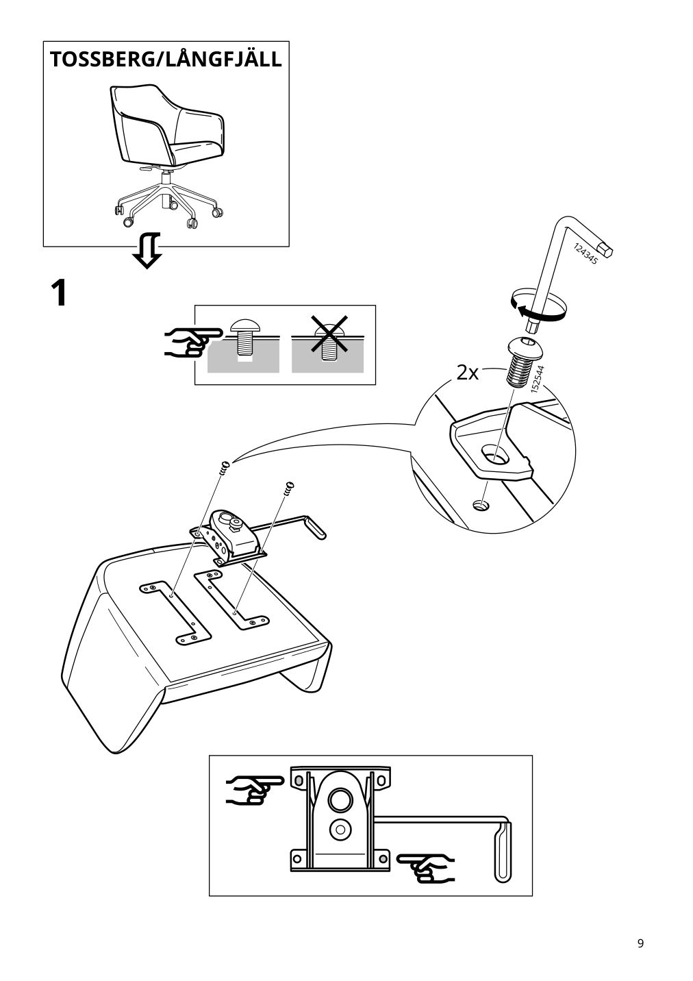 Assembly instructions for IKEA Tossberg seat shell gunnared beige | Page 9 - IKEA TOSSBERG / MALSKÄR swivel chair 095.082.21