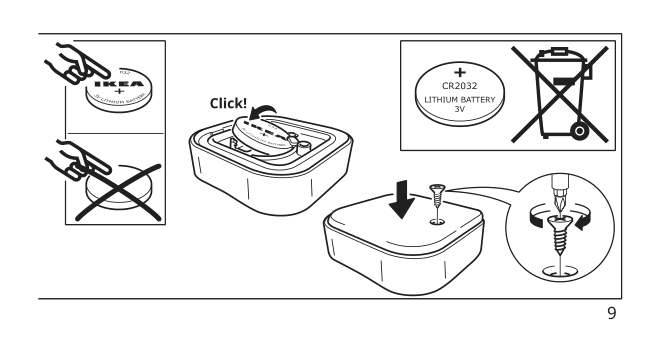 Assembly instructions for IKEA Tradfri dimmer kit smart wireless dimmable warm white | Page 9 - IKEA TRÅDFRI dimmer kit 104.359.26