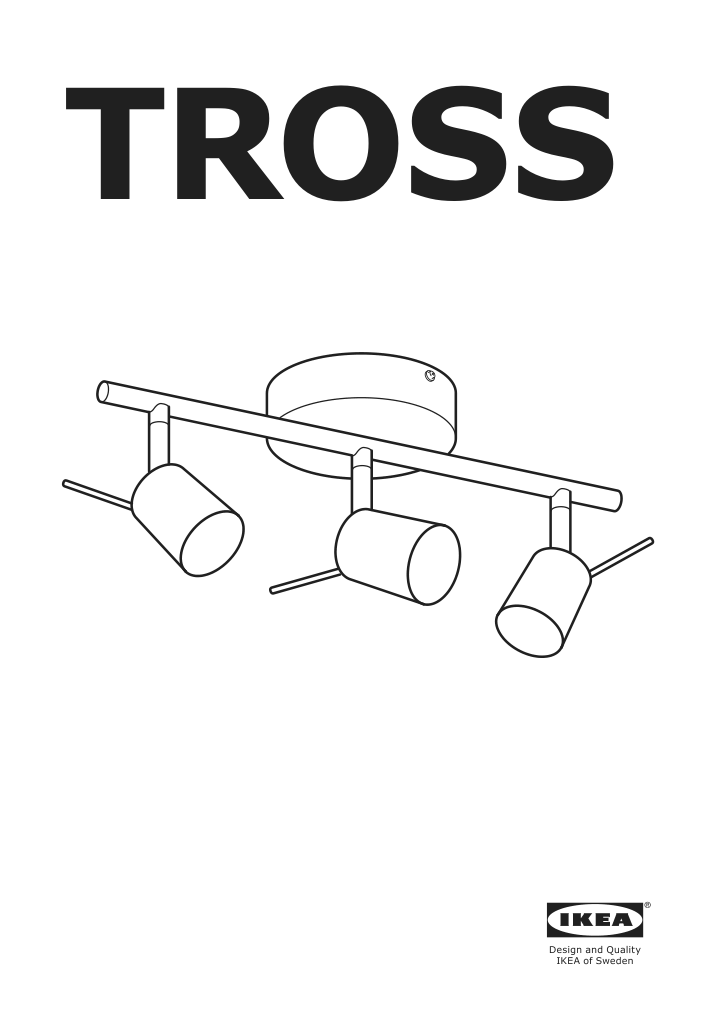 Assembly instructions for IKEA Tross ceiling track 3 spotlights white | Page 1 - IKEA TROSS ceiling track, 3 spotlights 602.626.59