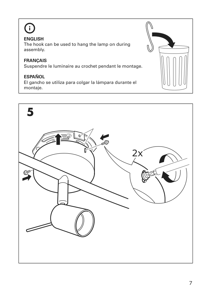 Assembly instructions for IKEA Tross ceiling track 3 spotlights white | Page 7 - IKEA TROSS ceiling track, 3 spotlights 602.626.59