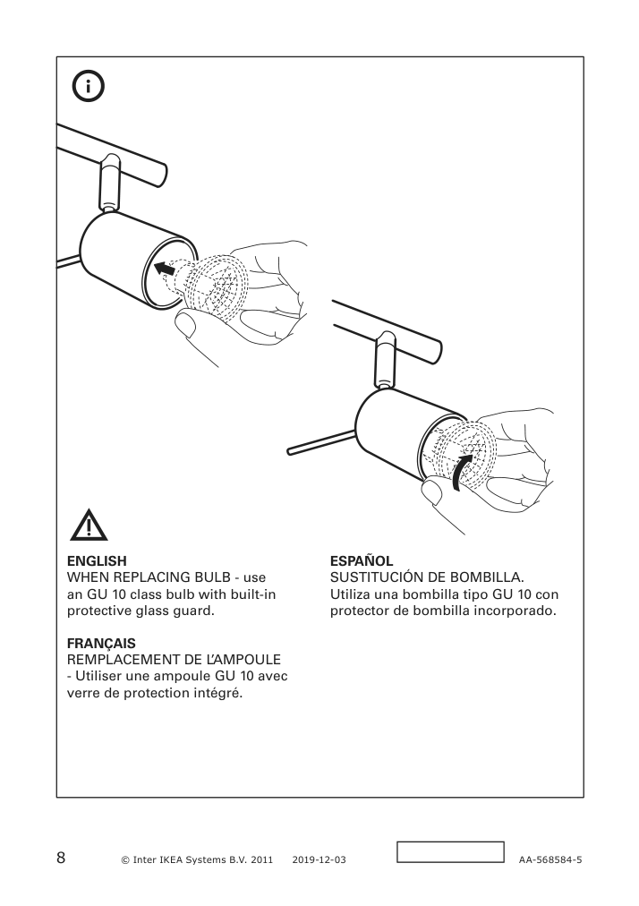 Assembly instructions for IKEA Tross ceiling track 3 spotlights white | Page 8 - IKEA TROSS ceiling track, 3 spotlights 602.626.59