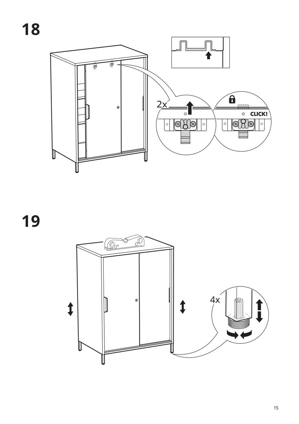 Assembly instructions for IKEA Trotten cabinet with sliding doors anthracite | Page 15 - IKEA TROTTEN cabinet with sliding doors 194.296.57