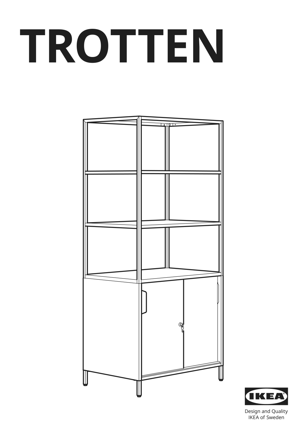 Assembly instructions for IKEA Trotten cabinet with sliding doors anthracite | Page 1 - IKEA TROTTEN cab w sliding doors/noticeboard 494.296.46