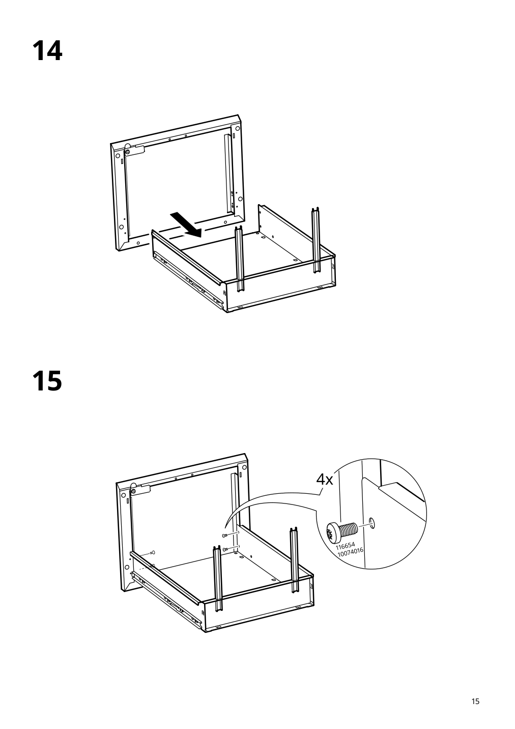 Assembly instructions for IKEA Trotten drawer unit w 2 drawers on casters anthracite | Page 15 - IKEA TROTTEN drawer unit w 2 drawers on casters 604.748.40