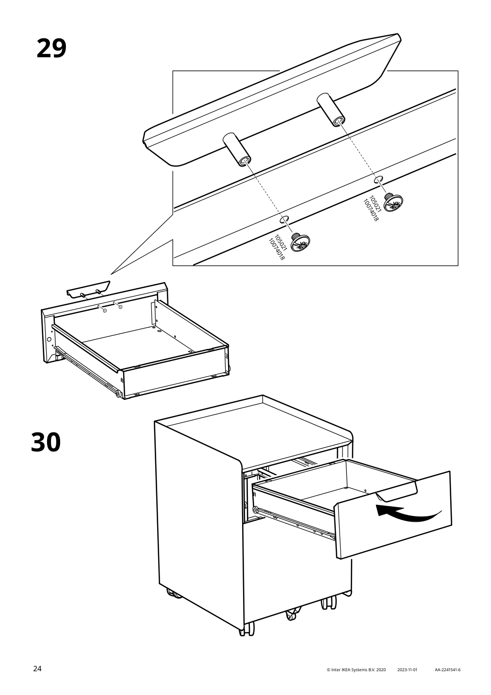 Assembly instructions for IKEA Trotten drawer unit w 2 drawers on casters anthracite | Page 24 - IKEA TROTTEN drawer unit w 2 drawers on casters 604.748.40