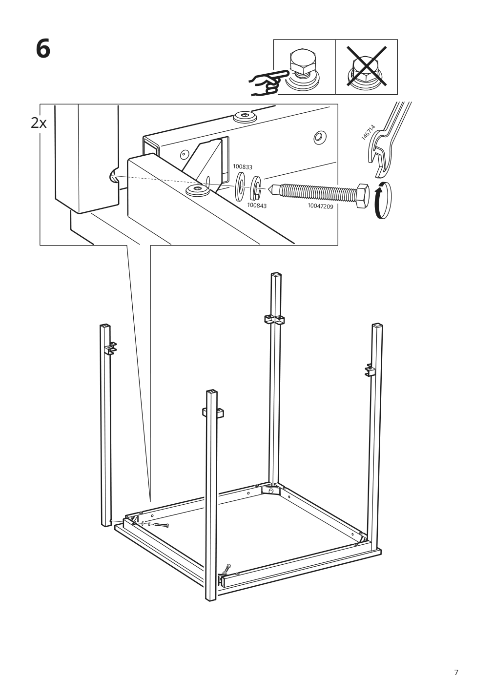 Assembly instructions for IKEA Trotten underframe for table top white | Page 7 - IKEA TROTTEN/LIDKULLEN table and sit/stand support 194.945.39