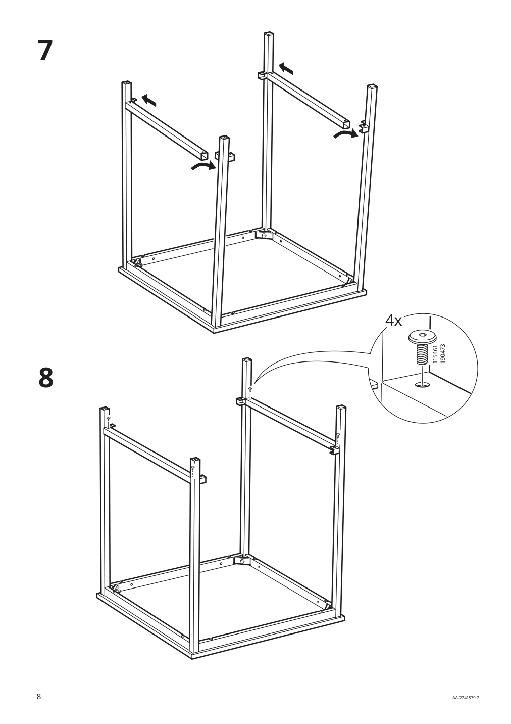 Assembly instructions for IKEA Trotten underframe for table top white | Page 8 - IKEA TROTTEN/LIDKULLEN table and sit/stand support 194.945.39