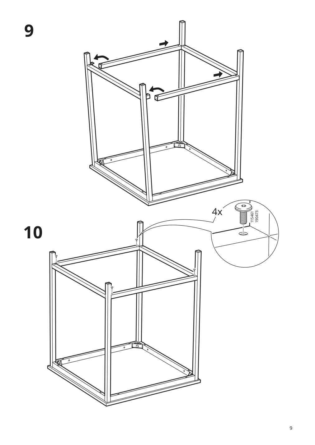 Assembly instructions for IKEA Trotten underframe for table top white | Page 9 - IKEA TROTTEN/LIDKULLEN table and sit/stand support 194.945.39