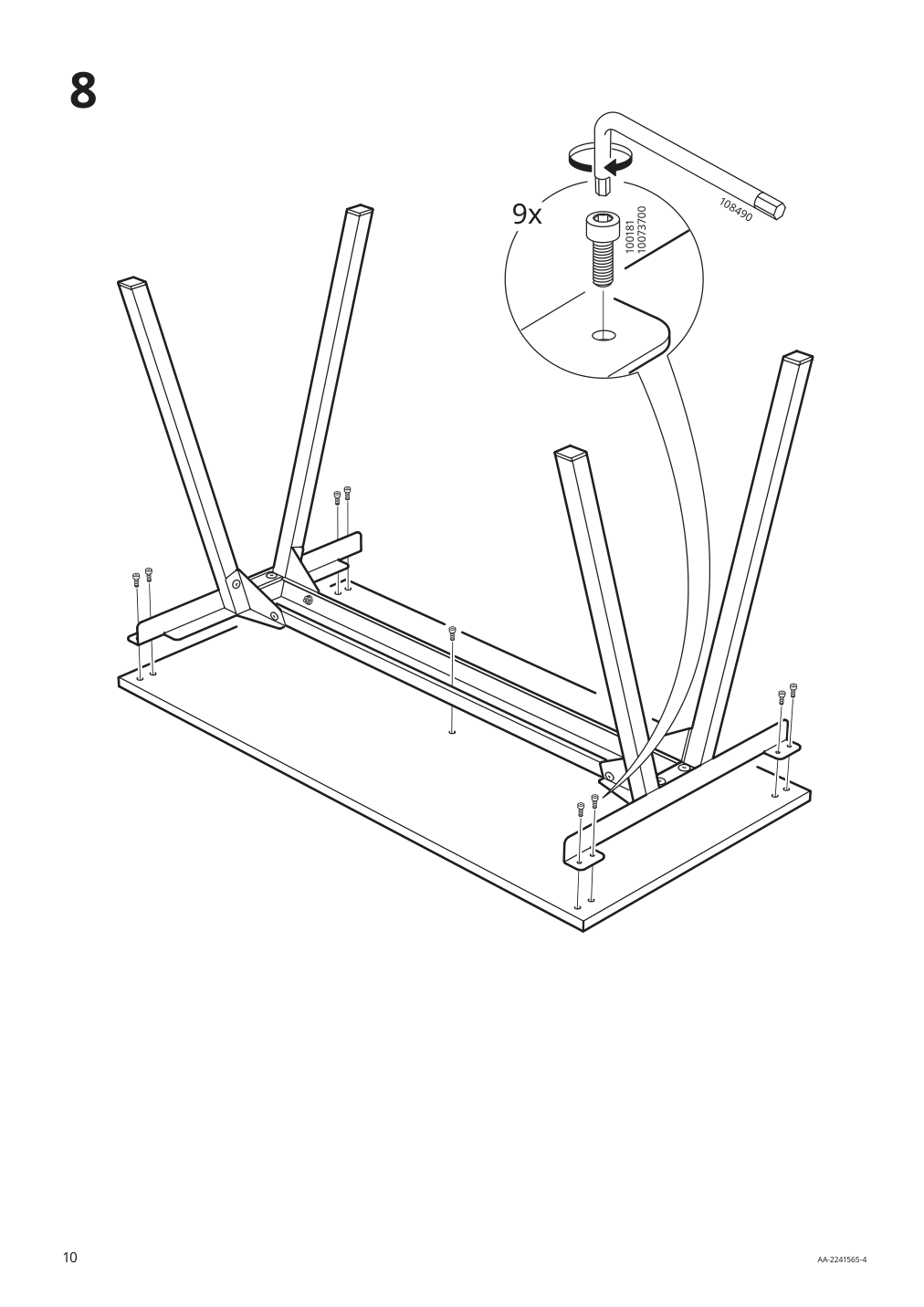 Assembly instructions for IKEA Trotten underframe for table top anthracite | Page 10 - IKEA TROTTEN / LÄKTARE conference table and chairs 295.525.43