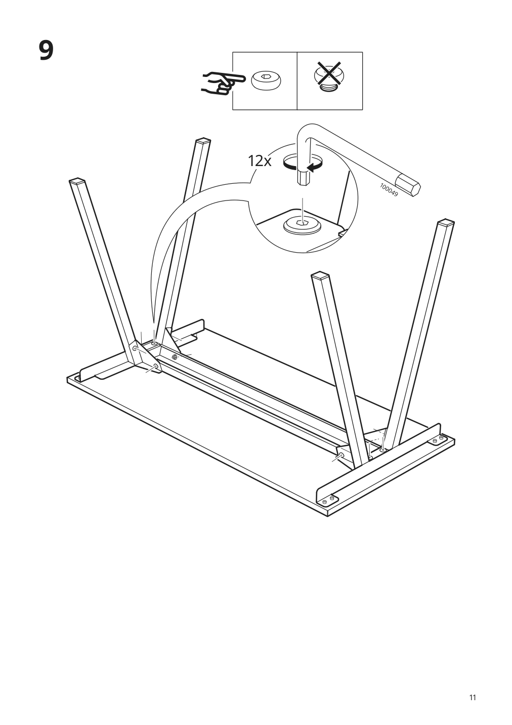 Assembly instructions for IKEA Trotten underframe for table top anthracite | Page 11 - IKEA TROTTEN / LÄKTARE conference table and chairs 295.525.43