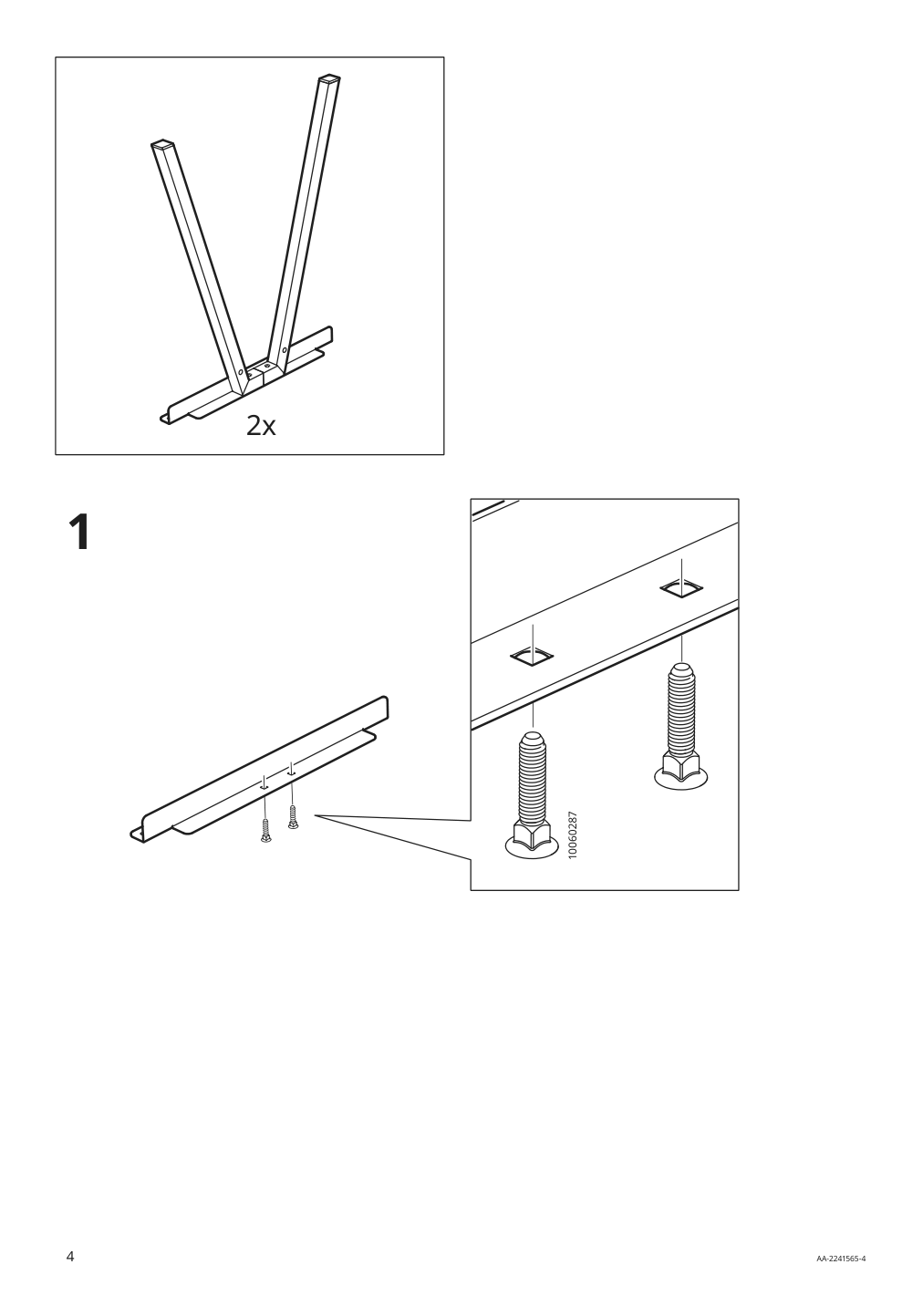 Assembly instructions for IKEA Trotten underframe for table top anthracite | Page 4 - IKEA TROTTEN / LÄKTARE conference table and chairs 295.525.43