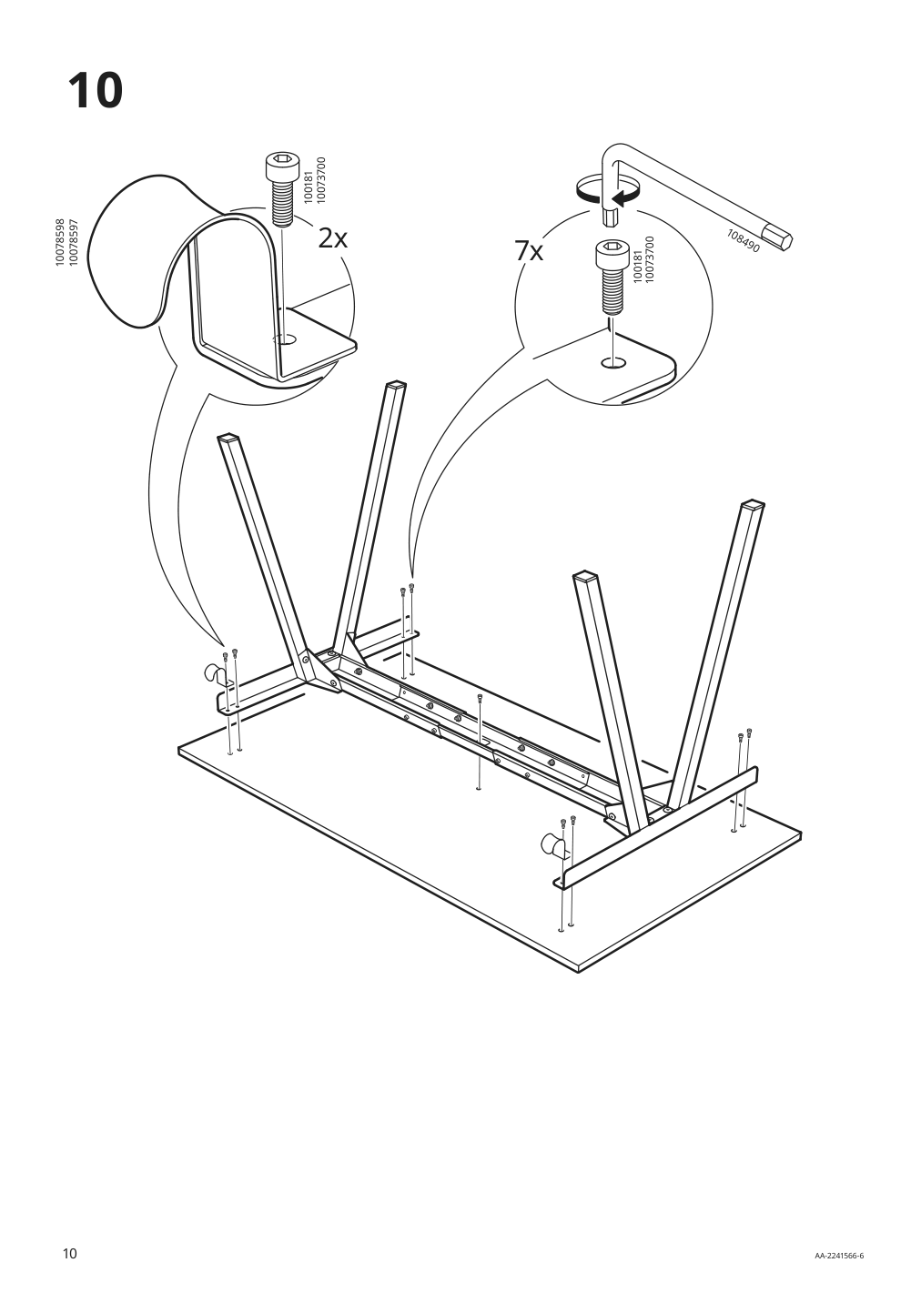 Assembly instructions for IKEA Trotten underframe for table top white | Page 10 - IKEA TROTTEN desk 694.342.70