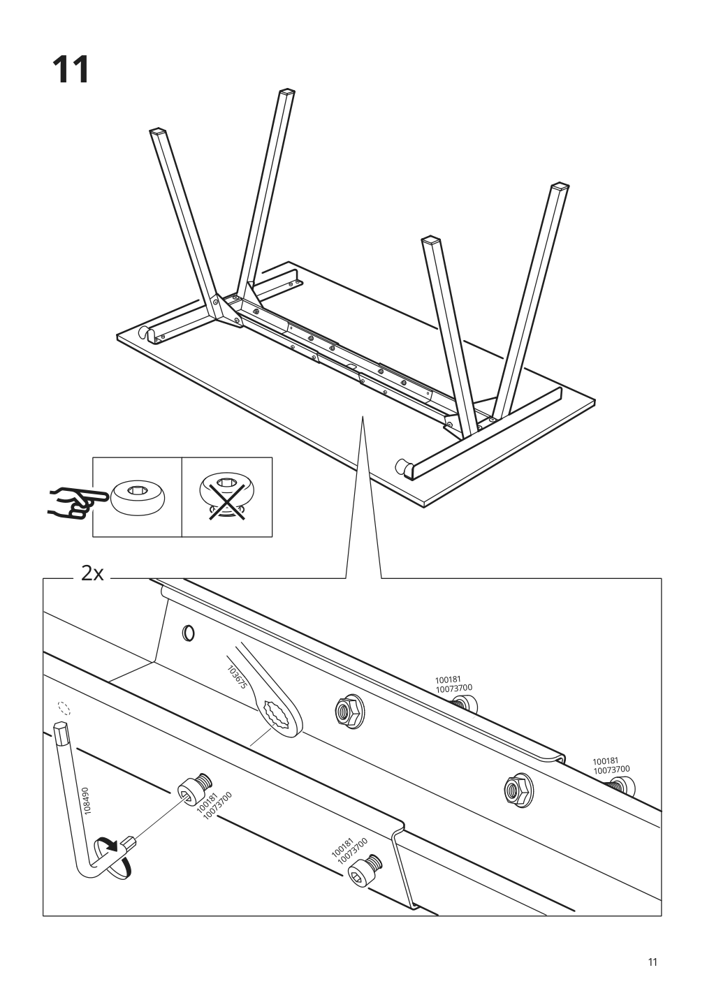 Assembly instructions for IKEA Trotten underframe for table top white | Page 11 - IKEA TROTTEN desk 694.342.70