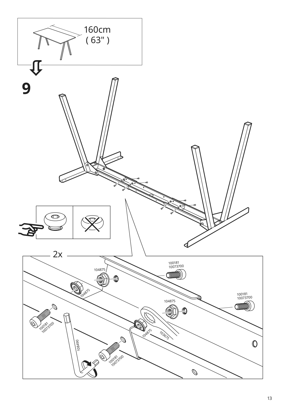 Assembly instructions for IKEA Trotten underframe for table top white | Page 13 - IKEA TROTTEN desk 694.342.70