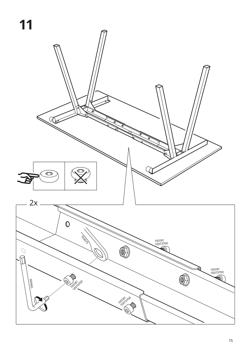 Assembly instructions for IKEA Trotten underframe for table top white | Page 15 - IKEA TROTTEN desk 694.342.70