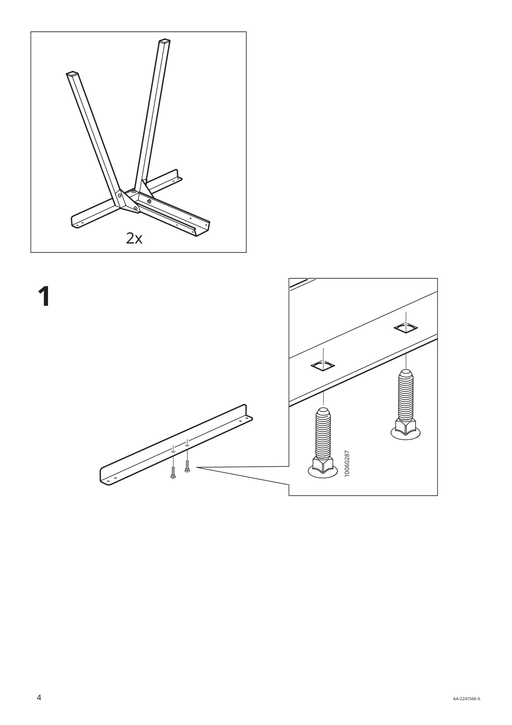 Assembly instructions for IKEA Trotten underframe for table top white | Page 4 - IKEA TROTTEN desk 694.342.70