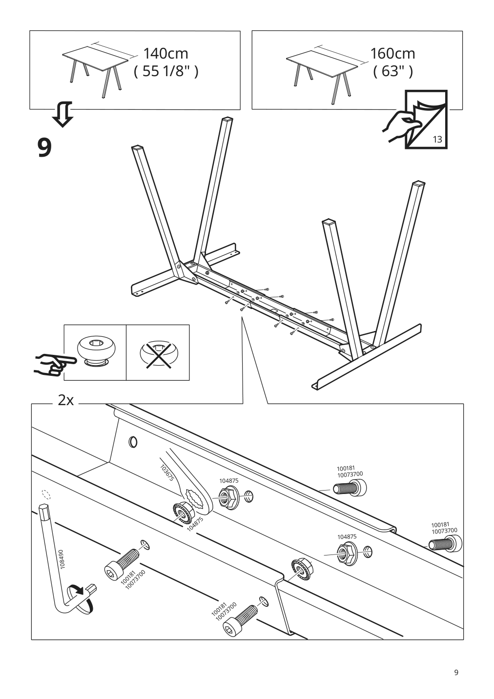 Assembly instructions for IKEA Trotten underframe for table top white | Page 9 - IKEA TROTTEN desk 694.342.70