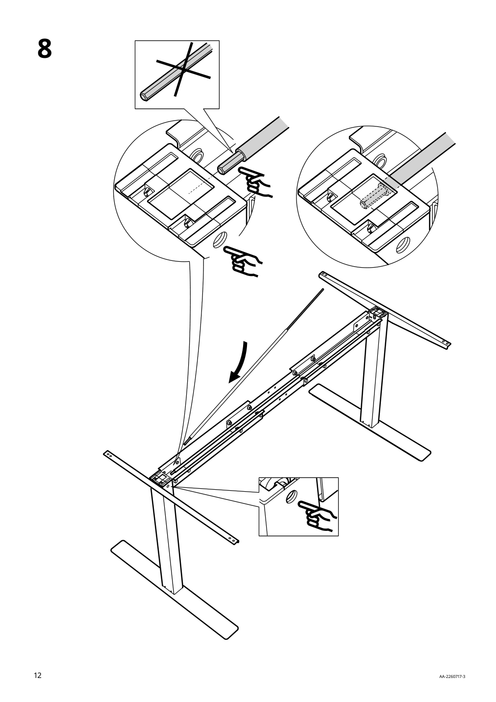 Assembly instructions for IKEA Trotten underframe sit stand f table top white | Page 12 - IKEA TROTTEN/LÅNGFJÄLL / BESTÅ/LAPPVIKEN desk and storage combination 994.365.88