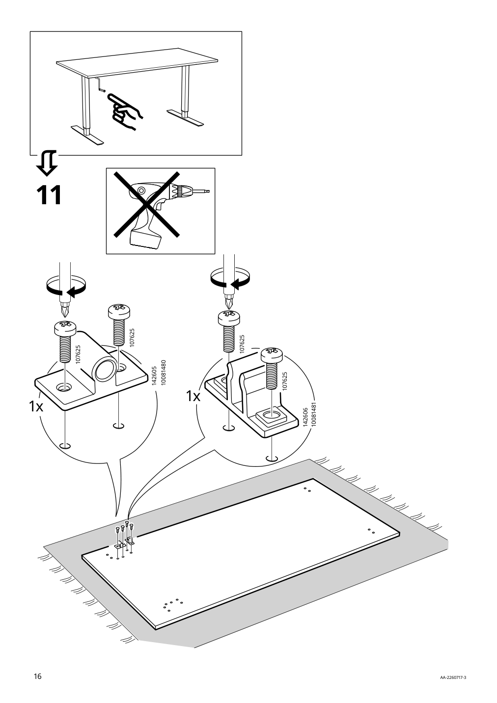 Assembly instructions for IKEA Trotten underframe sit stand f table top white | Page 16 - IKEA TROTTEN/LÅNGFJÄLL / BESTÅ/LAPPVIKEN desk and storage combination 994.365.88