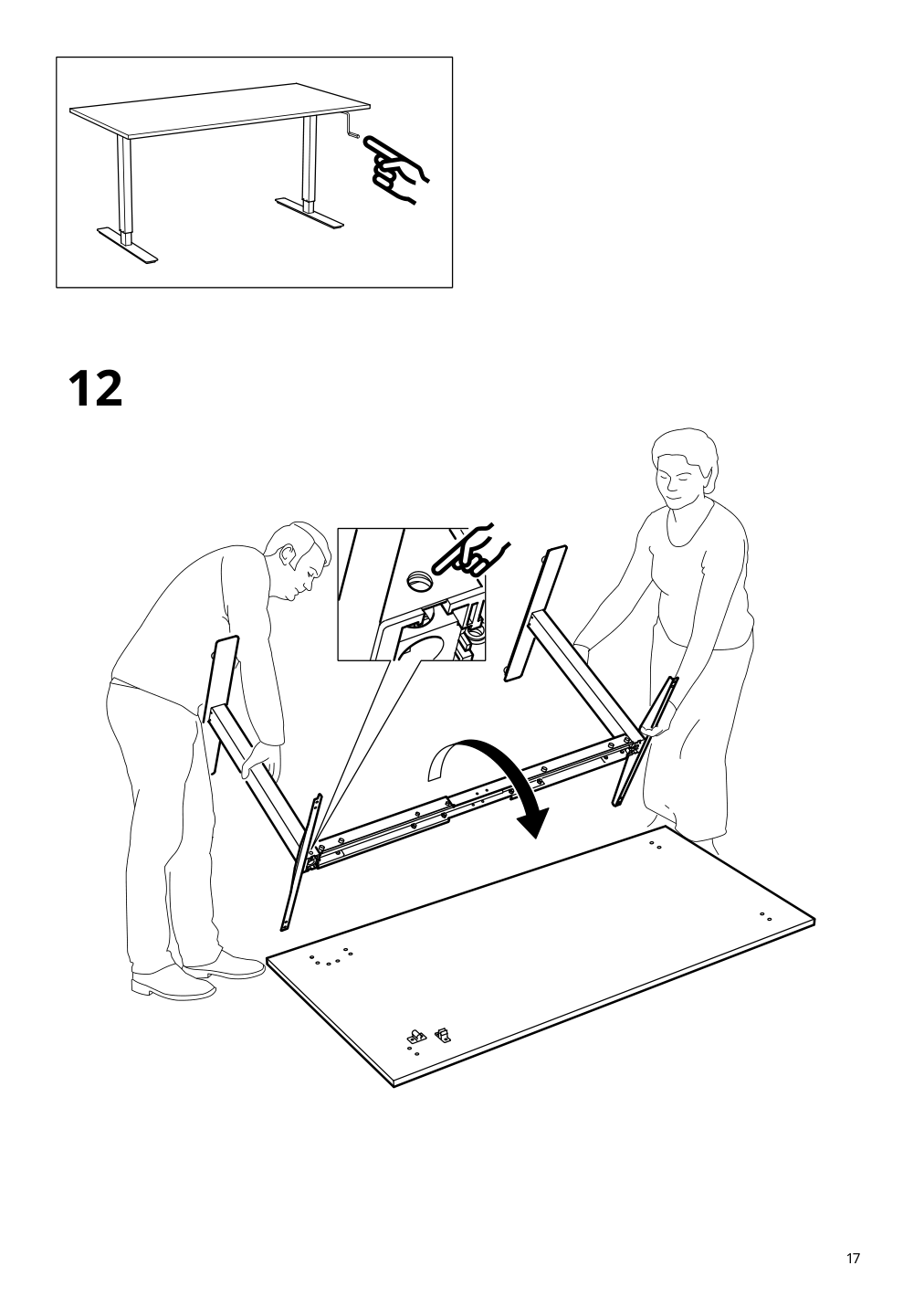 Assembly instructions for IKEA Trotten underframe sit stand f table top white | Page 17 - IKEA TROTTEN/LÅNGFJÄLL / BESTÅ/LAPPVIKEN desk and storage combination 994.365.88