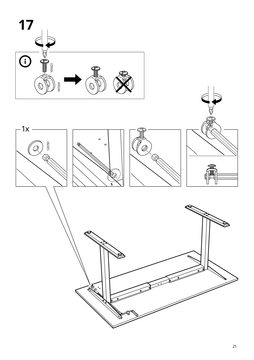 Assembly instructions for IKEA Trotten underframe sit stand f table top white | Page 21 - IKEA TROTTEN/LÅNGFJÄLL / BESTÅ/LAPPVIKEN desk and storage combination 994.365.88