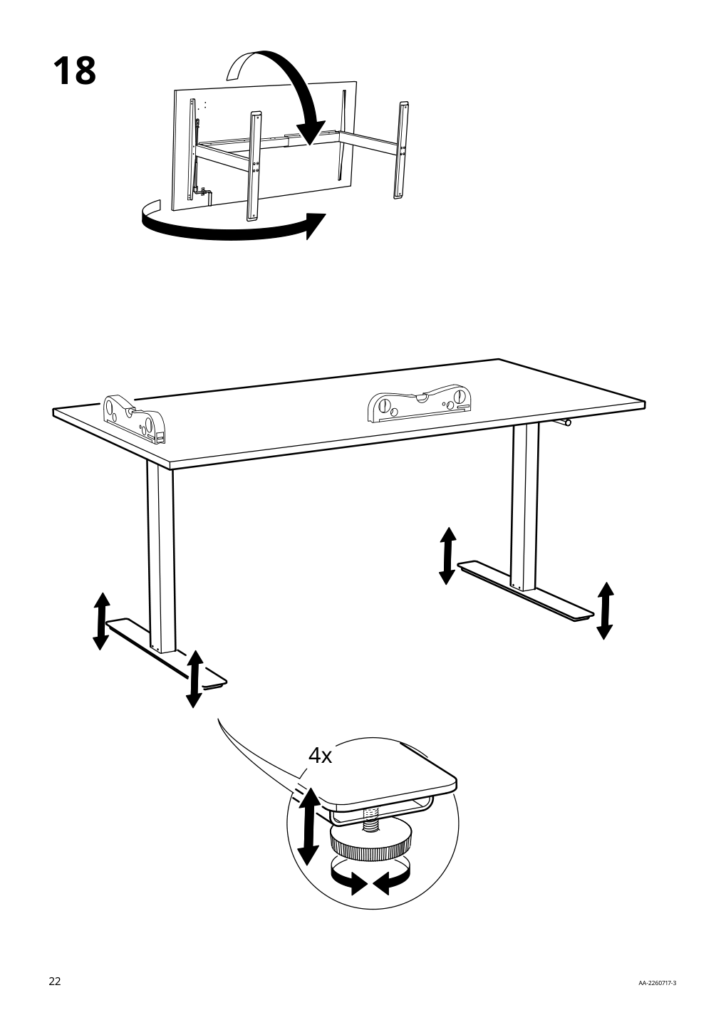 Assembly instructions for IKEA Trotten underframe sit stand f table top white | Page 22 - IKEA TROTTEN/LÅNGFJÄLL / BESTÅ/LAPPVIKEN desk and storage combination 994.365.88