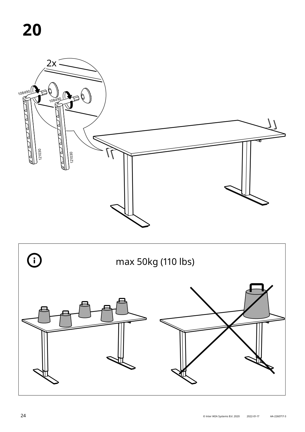 Assembly instructions for IKEA Trotten underframe sit stand f table top white | Page 24 - IKEA TROTTEN/LÅNGFJÄLL / BESTÅ/LAPPVIKEN desk and storage combination 994.365.88