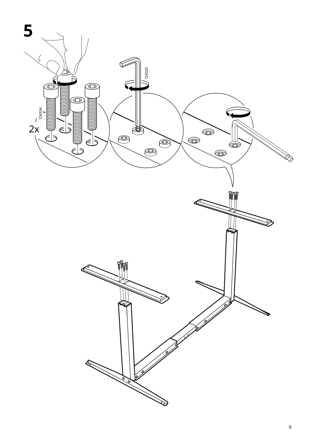 Assembly instructions for IKEA Trotten underframe sit stand f table top white | Page 9 - IKEA TROTTEN/LÅNGFJÄLL / BESTÅ/LAPPVIKEN desk and storage combination 994.365.88