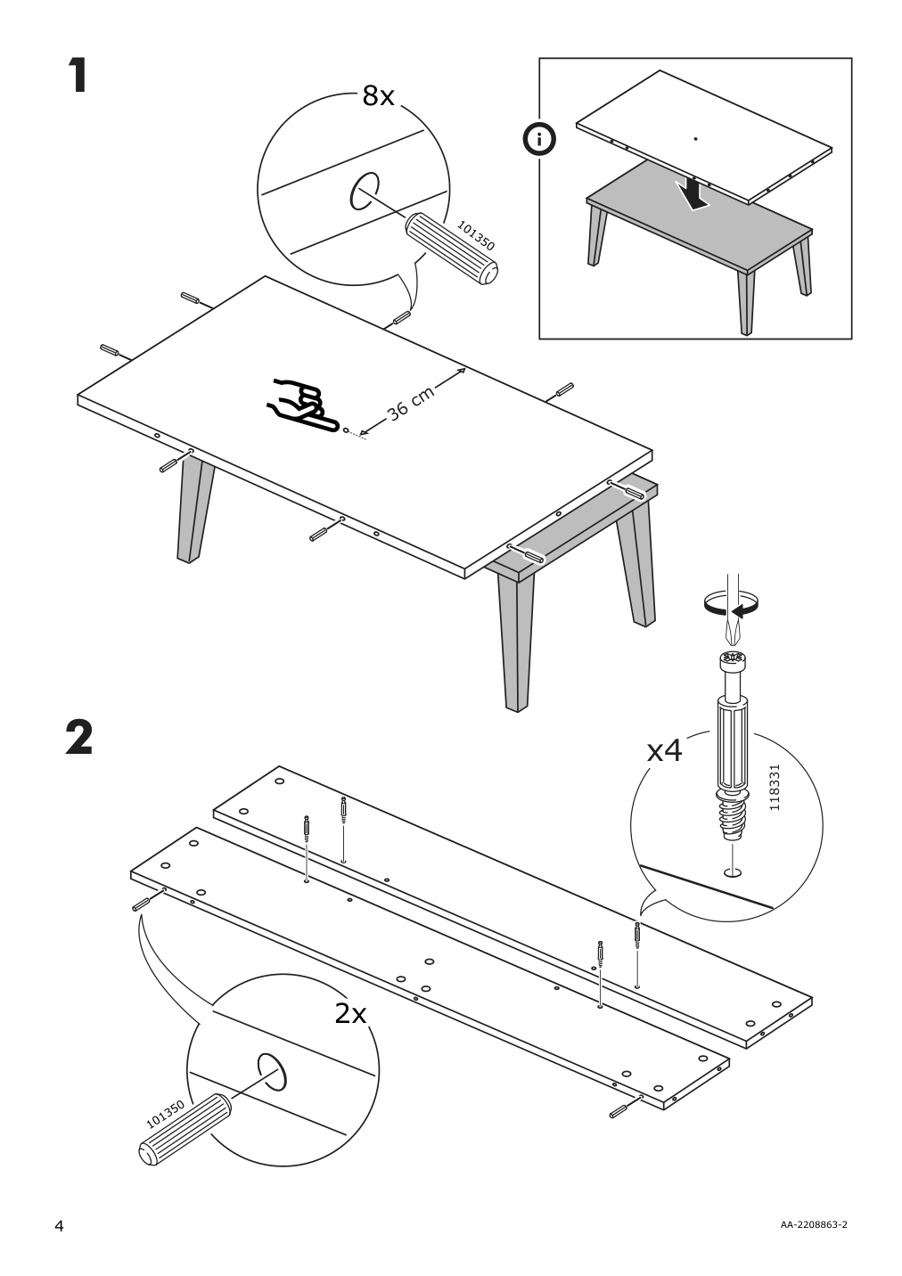 Assembly instructions for IKEA Trulstorp coffee table black brown | Page 4 - IKEA TRULSTORP coffee table 004.002.77