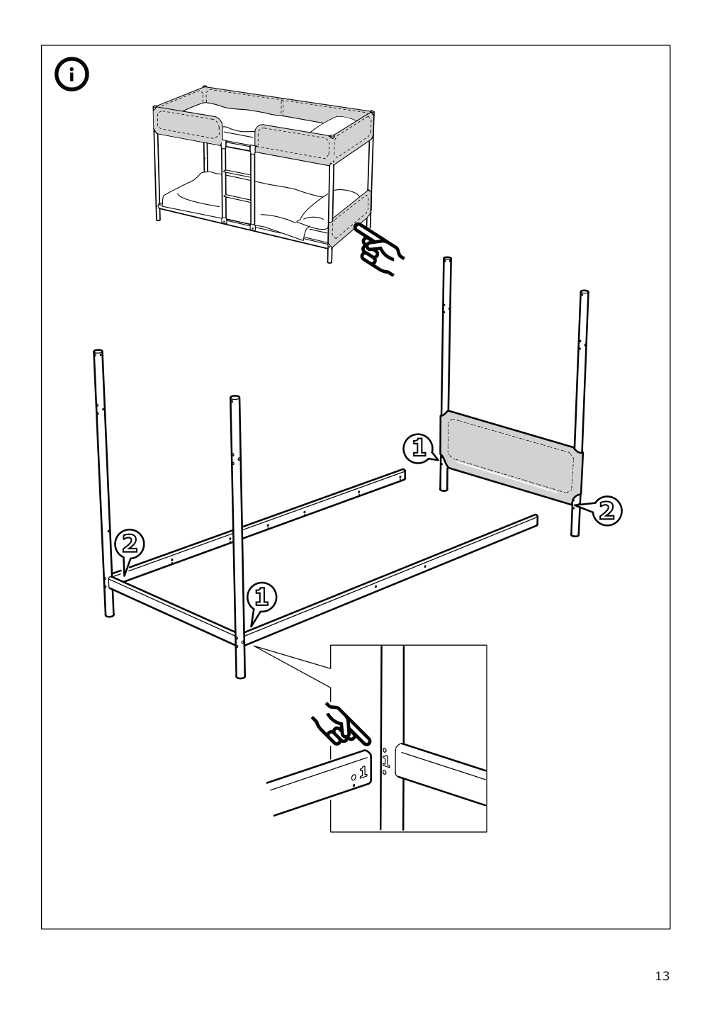 Assembly instructions for IKEA Tuffing bunk bed frame dark gray | Page 13 - IKEA TUFFING bunk bed frame 002.392.33