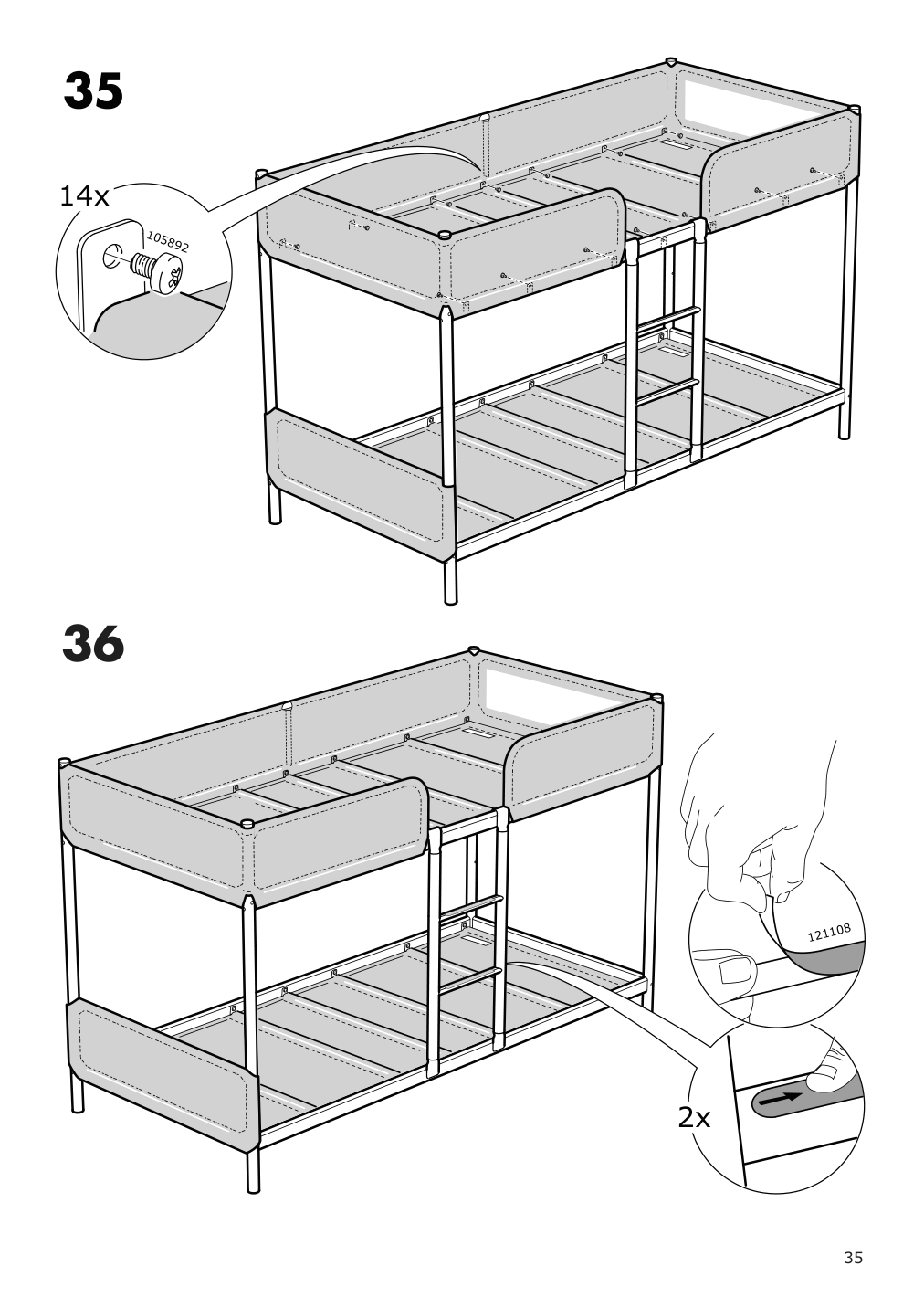 Assembly instructions for IKEA Tuffing bunk bed frame dark gray | Page 35 - IKEA TUFFING bunk bed frame 002.392.33