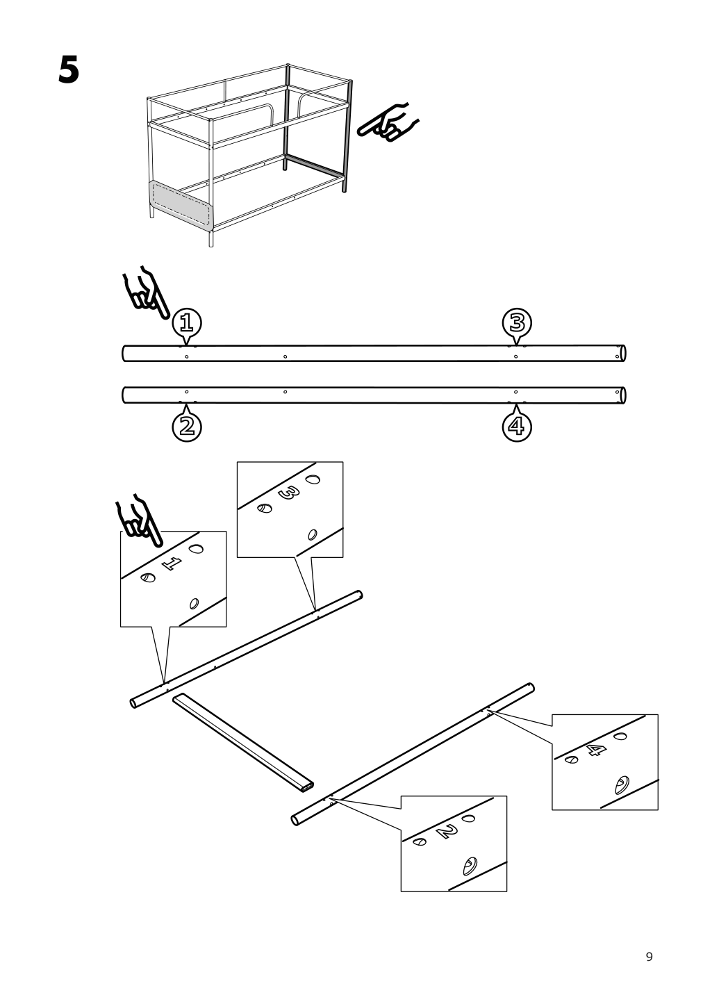 Assembly instructions for IKEA Tuffing bunk bed frame dark gray | Page 9 - IKEA TUFFING bunk bed frame 002.392.33