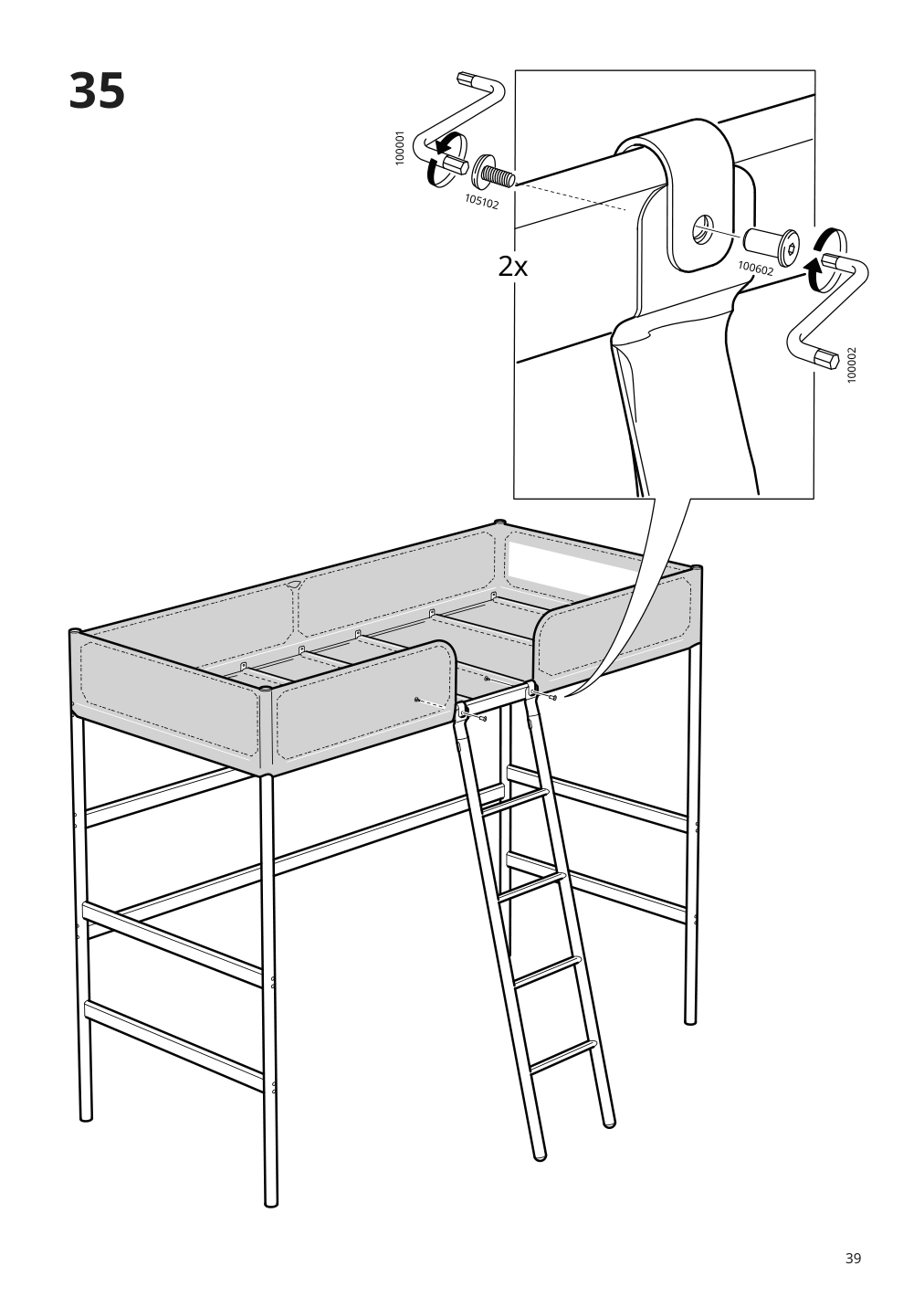 Assembly instructions for IKEA Tuffing loft bed frame dark gray | Page 39 - IKEA TUFFING loft bed frame 902.994.49