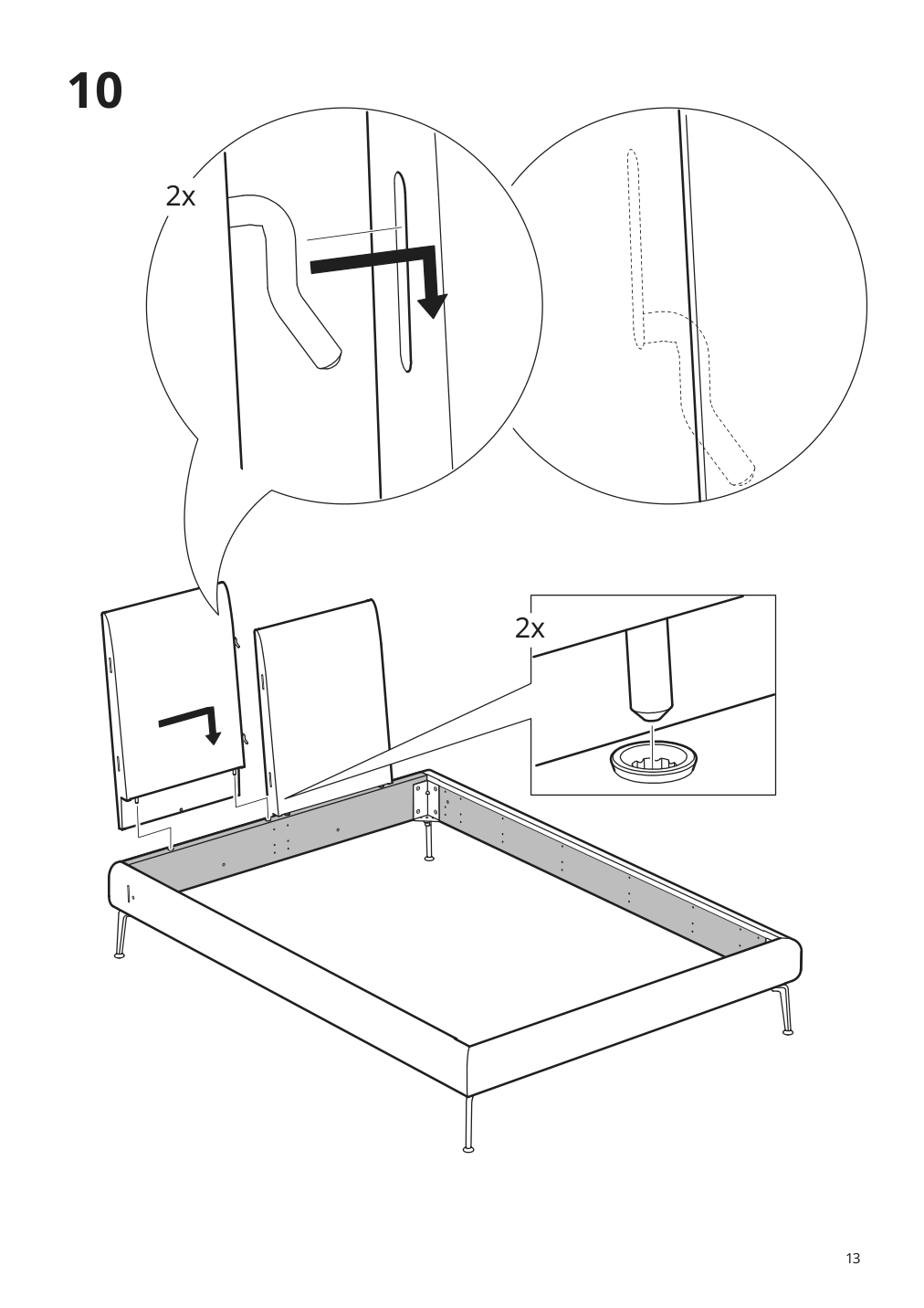 Assembly instructions for IKEA Tufjord upholstered bed frame djuparp dark green | Page 13 - IKEA TUFJORD upholstered bed frame 104.464.11