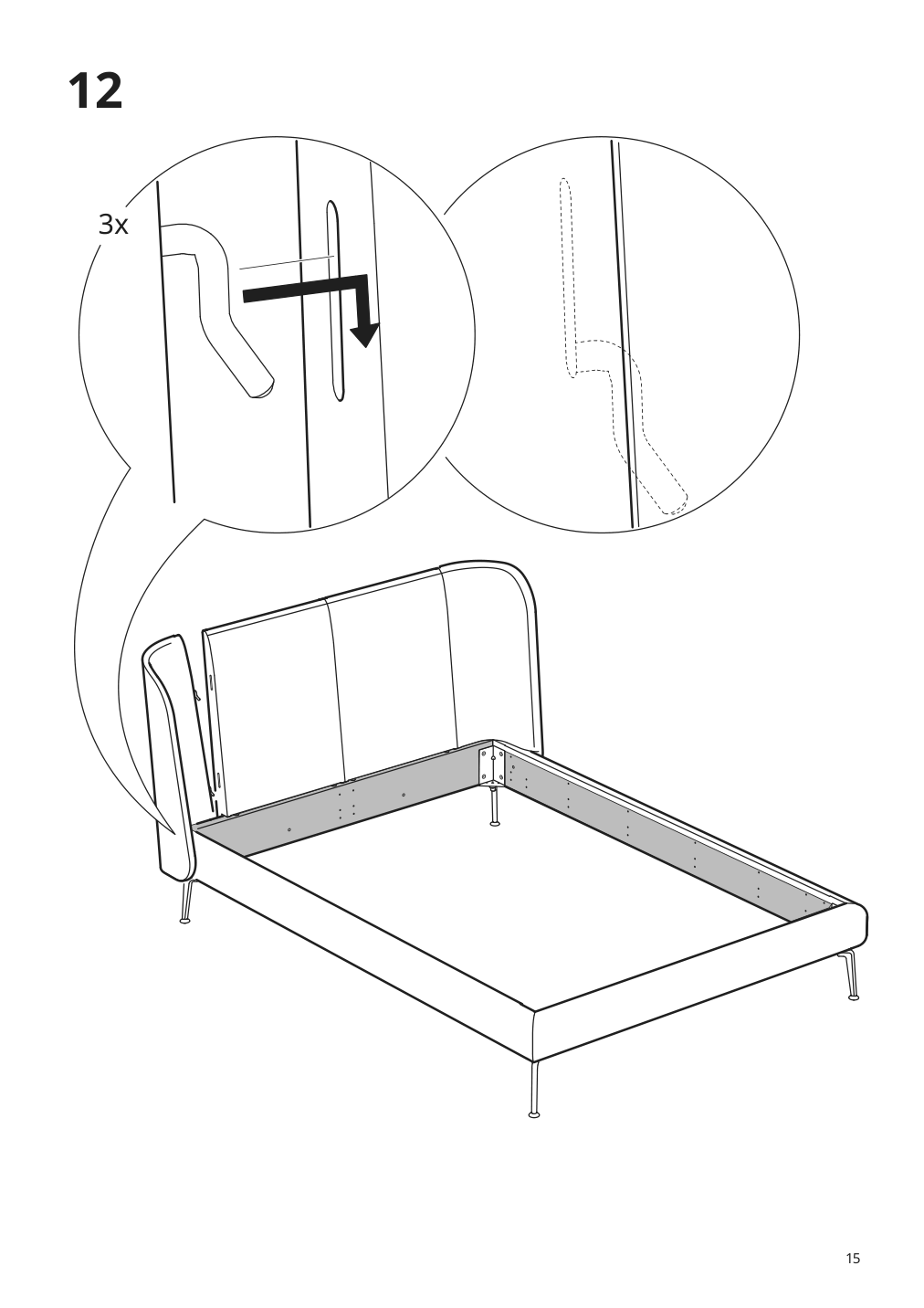 Assembly instructions for IKEA Tufjord upholstered bed frame djuparp dark green | Page 15 - IKEA TUFJORD upholstered bed frame 104.464.11