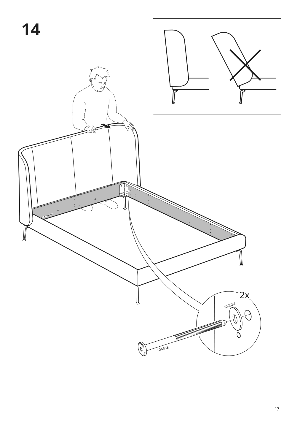 Assembly instructions for IKEA Tufjord upholstered bed frame djuparp dark green | Page 17 - IKEA TUFJORD upholstered bed frame 104.464.11