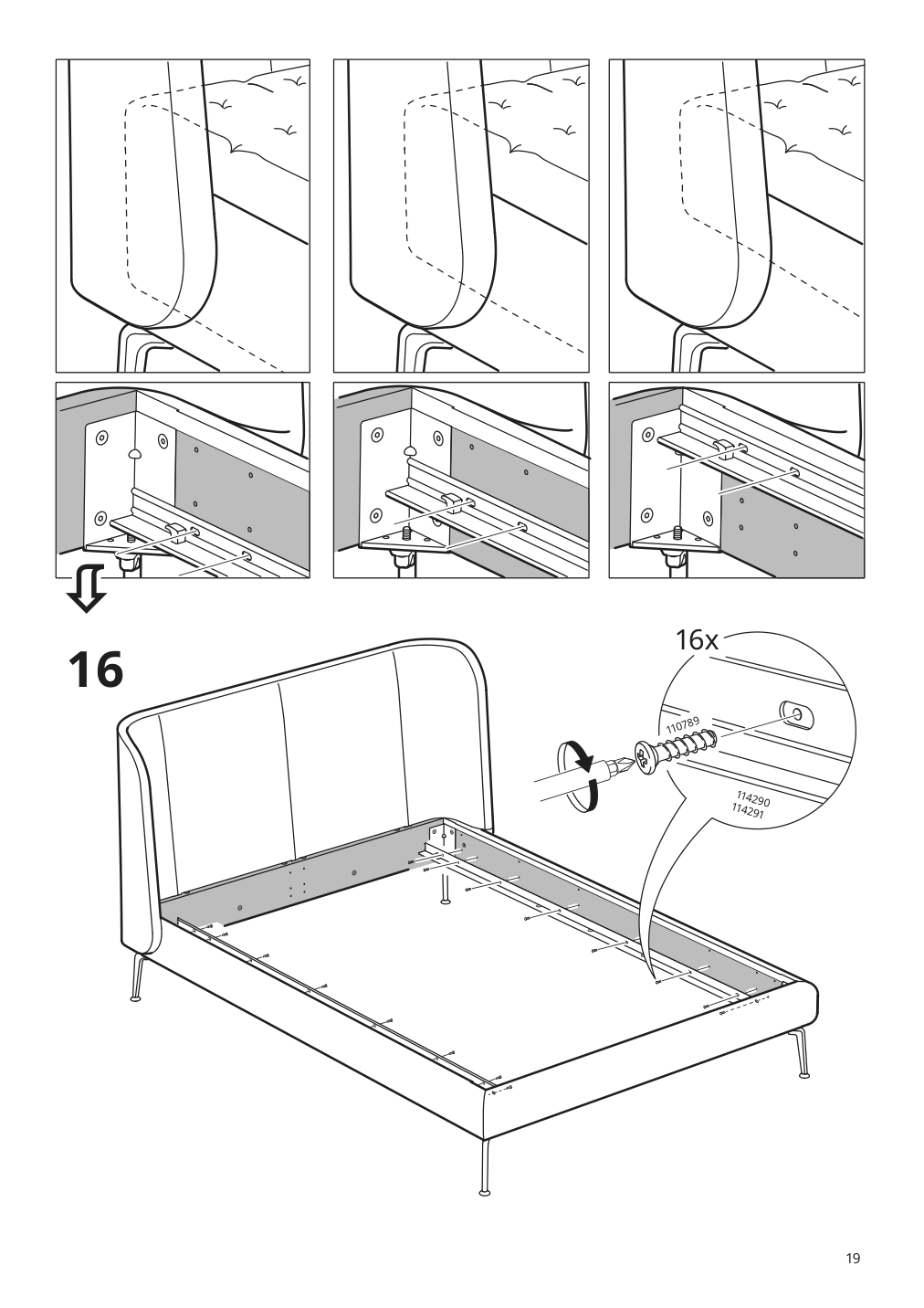 Assembly instructions for IKEA Tufjord upholstered bed frame djuparp dark green | Page 19 - IKEA TUFJORD upholstered bed frame 104.464.11