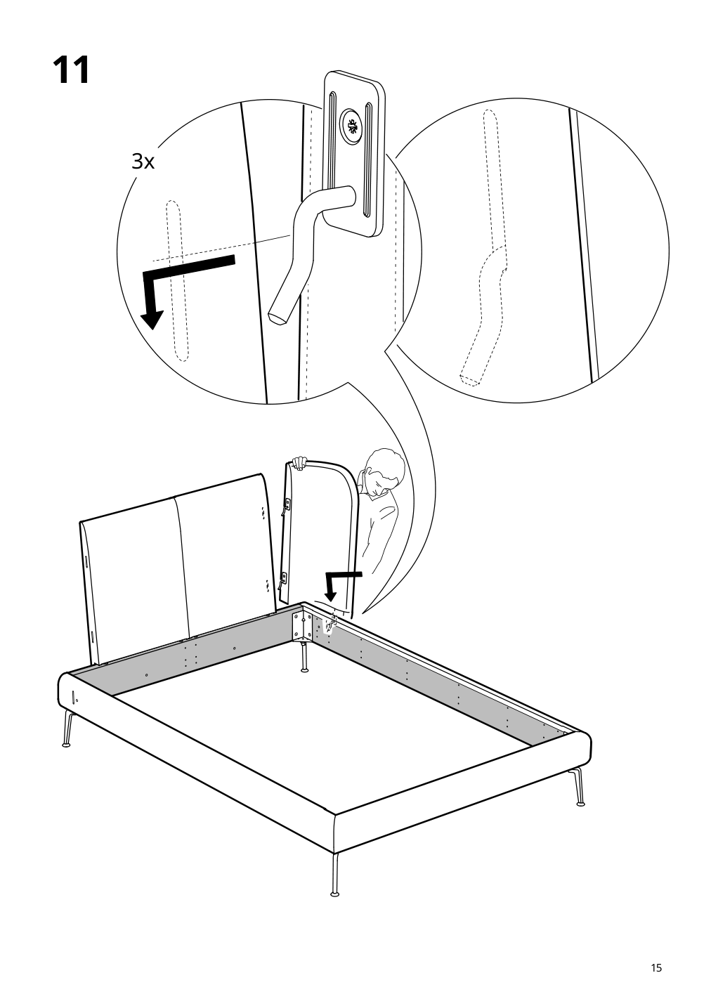 Assembly instructions for IKEA Tufjord upholstered bed frame tallmyra black blue | Page 15 - IKEA TUFJORD upholstered bed frame 995.553.07