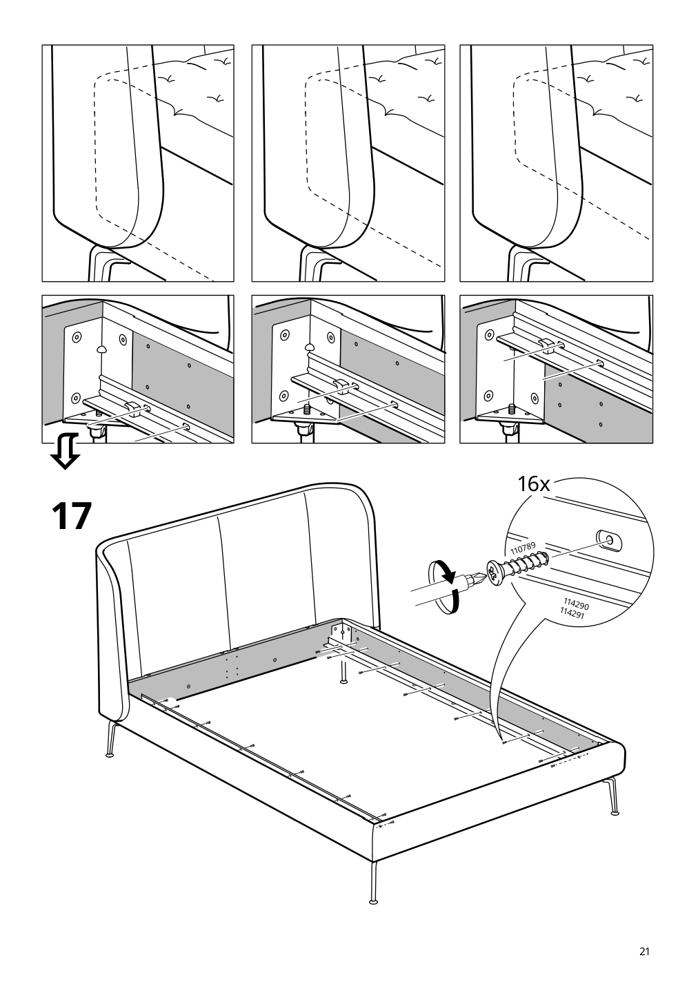 Assembly instructions for IKEA Tufjord upholstered bed frame tallmyra black blue | Page 21 - IKEA TUFJORD upholstered bed frame 205.724.99