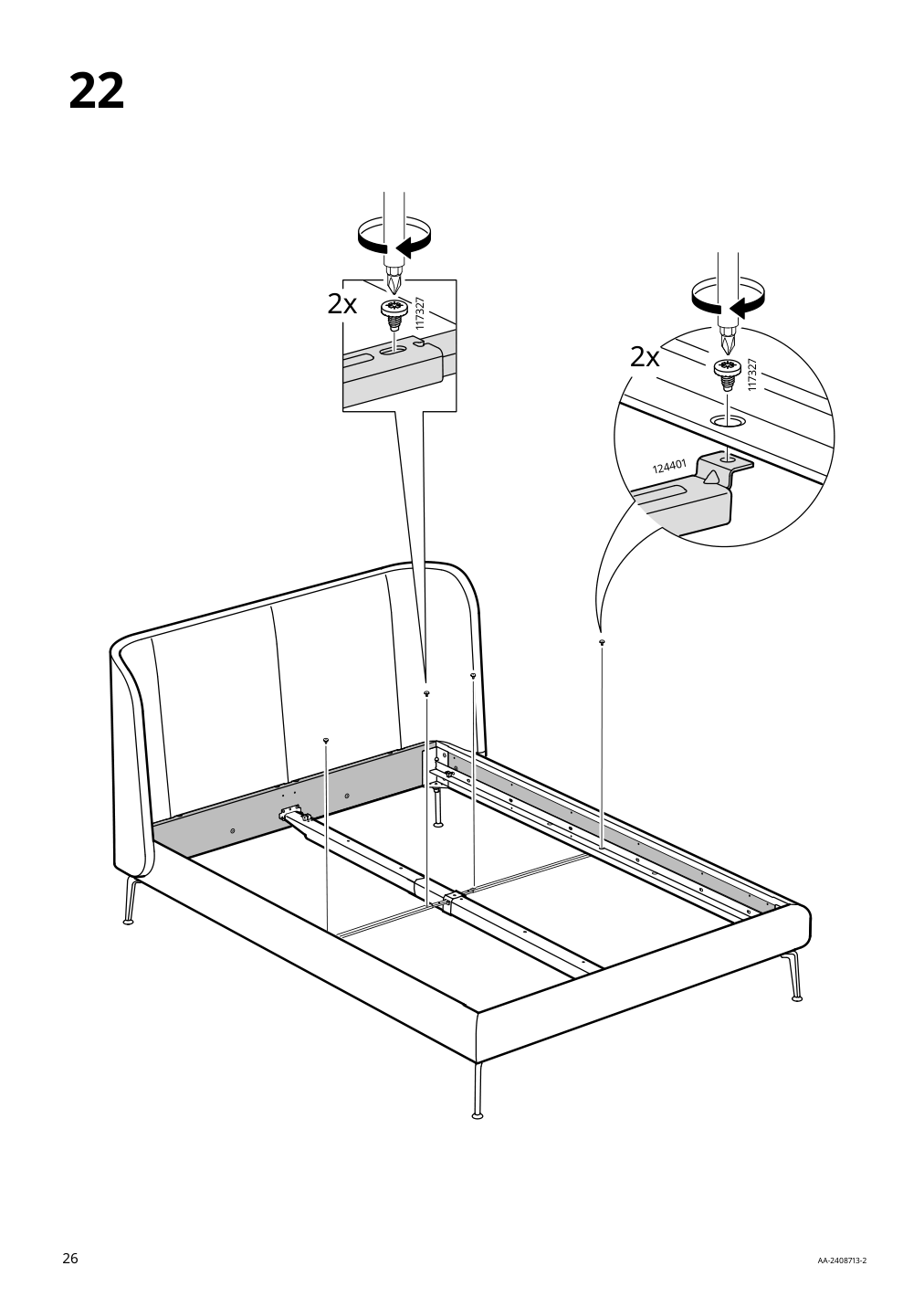 Assembly instructions for IKEA Tufjord upholstered bed frame tallmyra black blue | Page 26 - IKEA TUFJORD upholstered bed frame 205.724.99