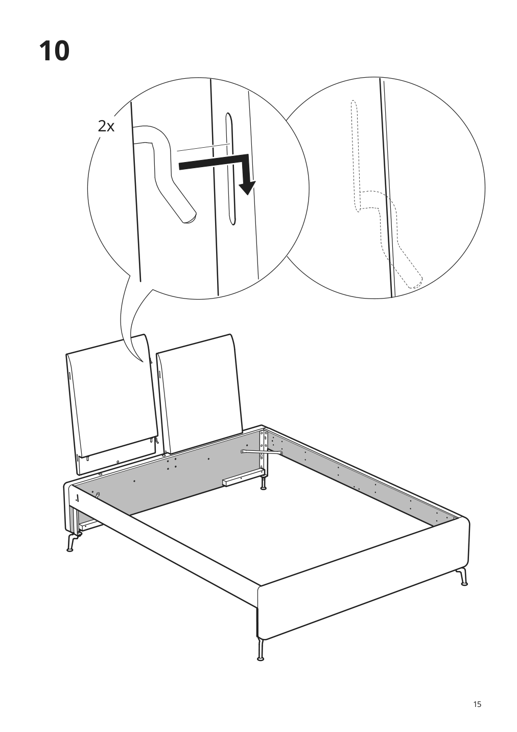 Assembly instructions for IKEA Tufjord upholstered storage bed gunnared blue | Page 15 - IKEA TUFJORD upholstered storage bed 805.209.40