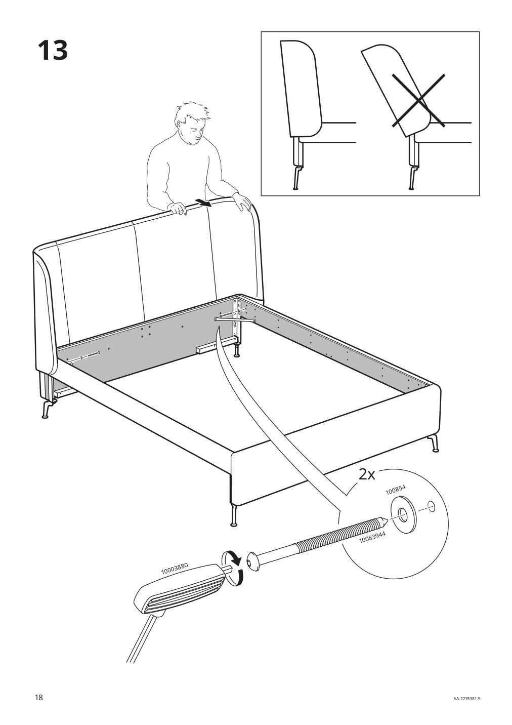 Assembly instructions for IKEA Tufjord upholstered storage bed gunnared blue | Page 18 - IKEA TUFJORD upholstered storage bed 805.209.40