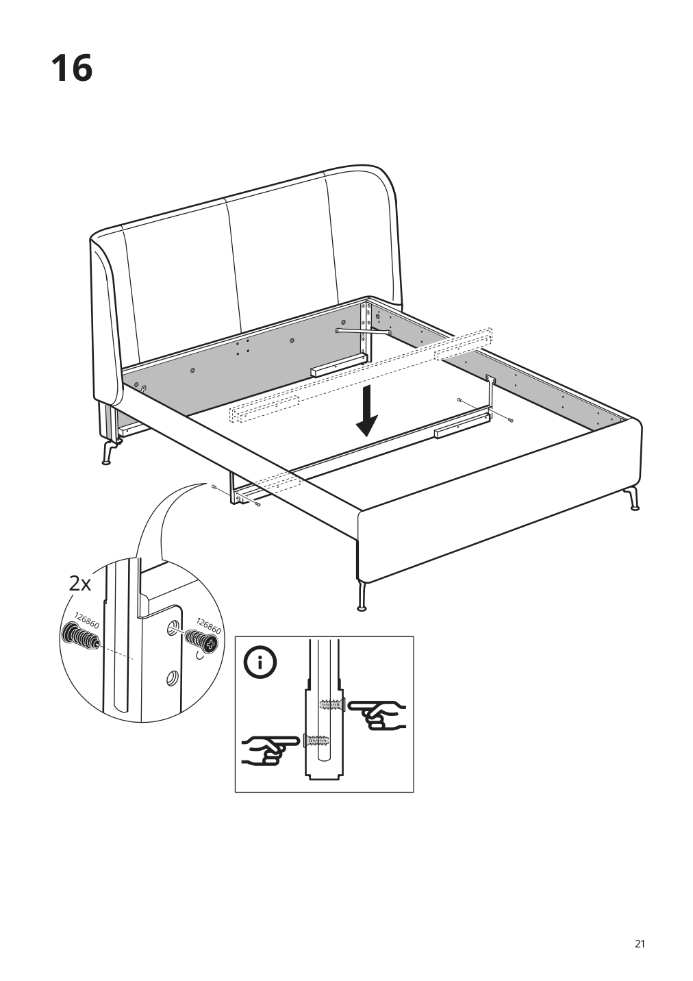 Assembly instructions for IKEA Tufjord upholstered storage bed gunnared blue | Page 21 - IKEA TUFJORD upholstered storage bed 805.209.40