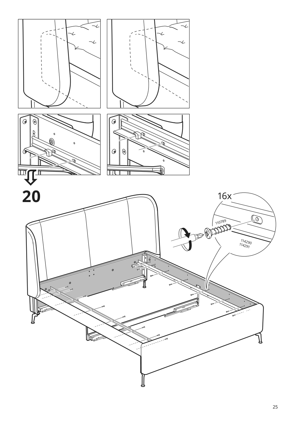 Assembly instructions for IKEA Tufjord upholstered storage bed gunnared blue | Page 25 - IKEA TUFJORD upholstered storage bed 805.209.40